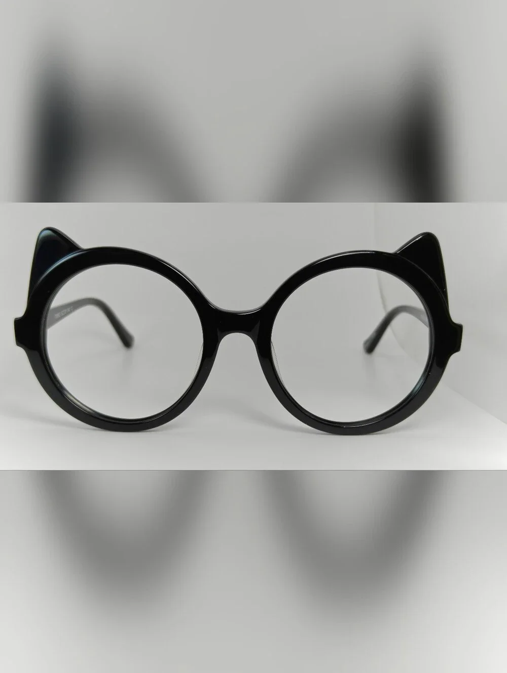 Tonks. Black Cat-Ear Round Frame Women's Eyeglasses. Novelty. Opthalmic.